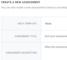 Create Assessment
